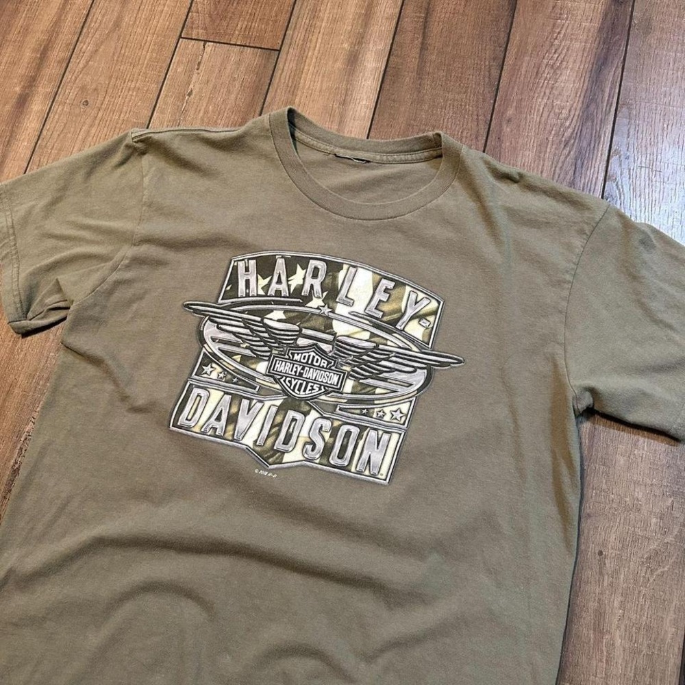 Vintage Harley Davidson T Shirt Men's‎ Large Green Cannonball Country Train